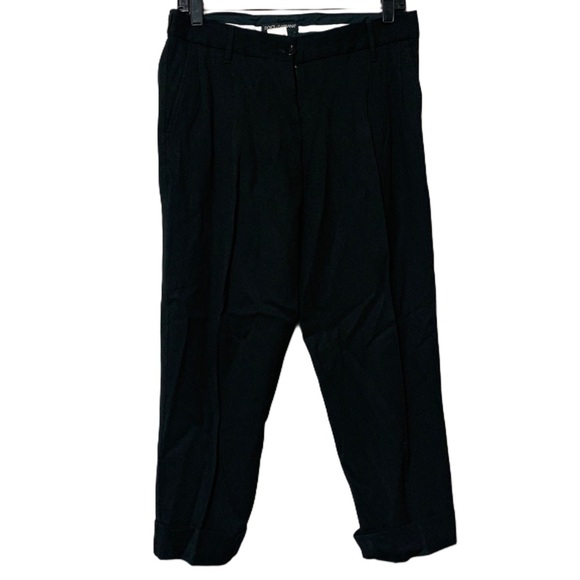 Dolce & Gabbana Beige Cotton Mid Waist Cropped Trouser Pants